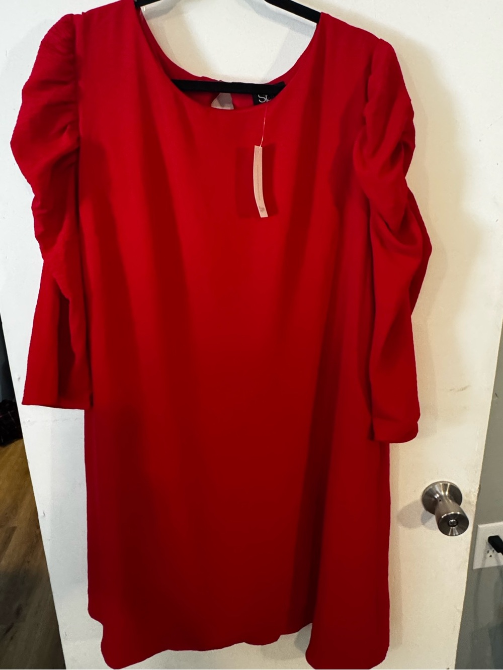 Women's Spin USA Red Long-Sleeve Puff-Sleeve Shift Dress - Size 2X - NWT